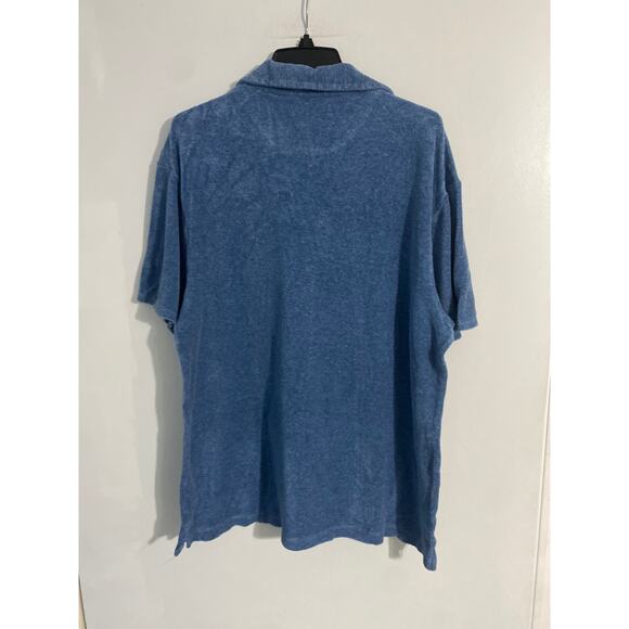 Frescobol Carioca polo men’s size L blue terry cloth cotton linen stretch - Picture 3 of 5